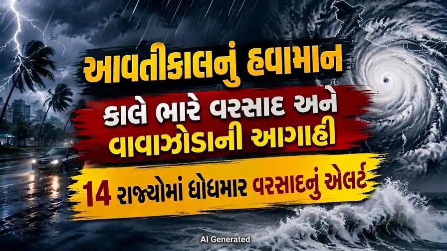 કાલે 14 રાજ્યોમાં ધોધમાર વરસાદની આગાહી, વાવાઝોડાનો પણ ખતરો