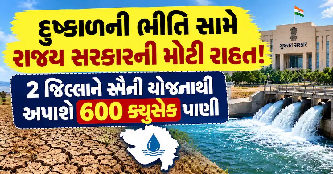 દુકાળની ભીતિ વચ્ચે રાહત: સૌની યોજનાથી બે જિલ્લાઓને 600 ક્યુસેક પાણી