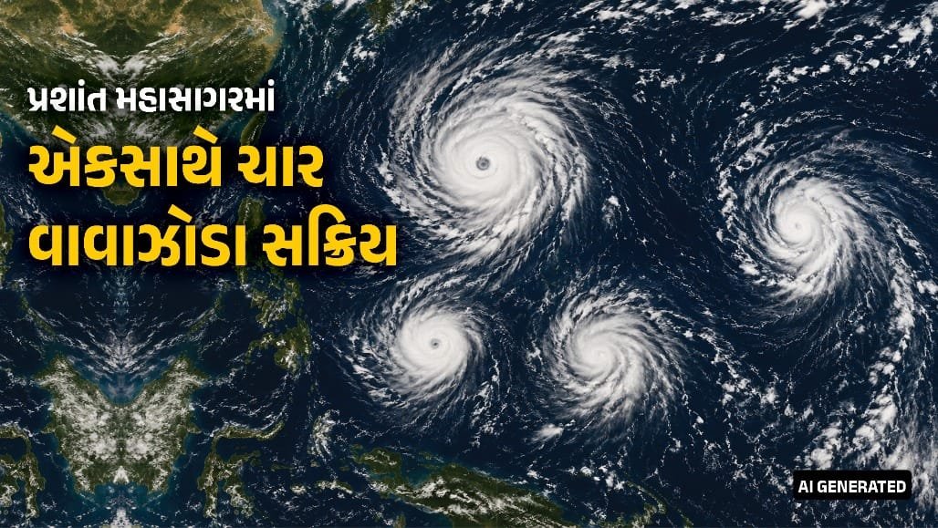 પશ્ચિમ પ્રશાંત મહાસાગરમાં ચાર વાવાઝોડાં સક્રિય, આઠ વર્ષમાં પ્રથમ ઘટના